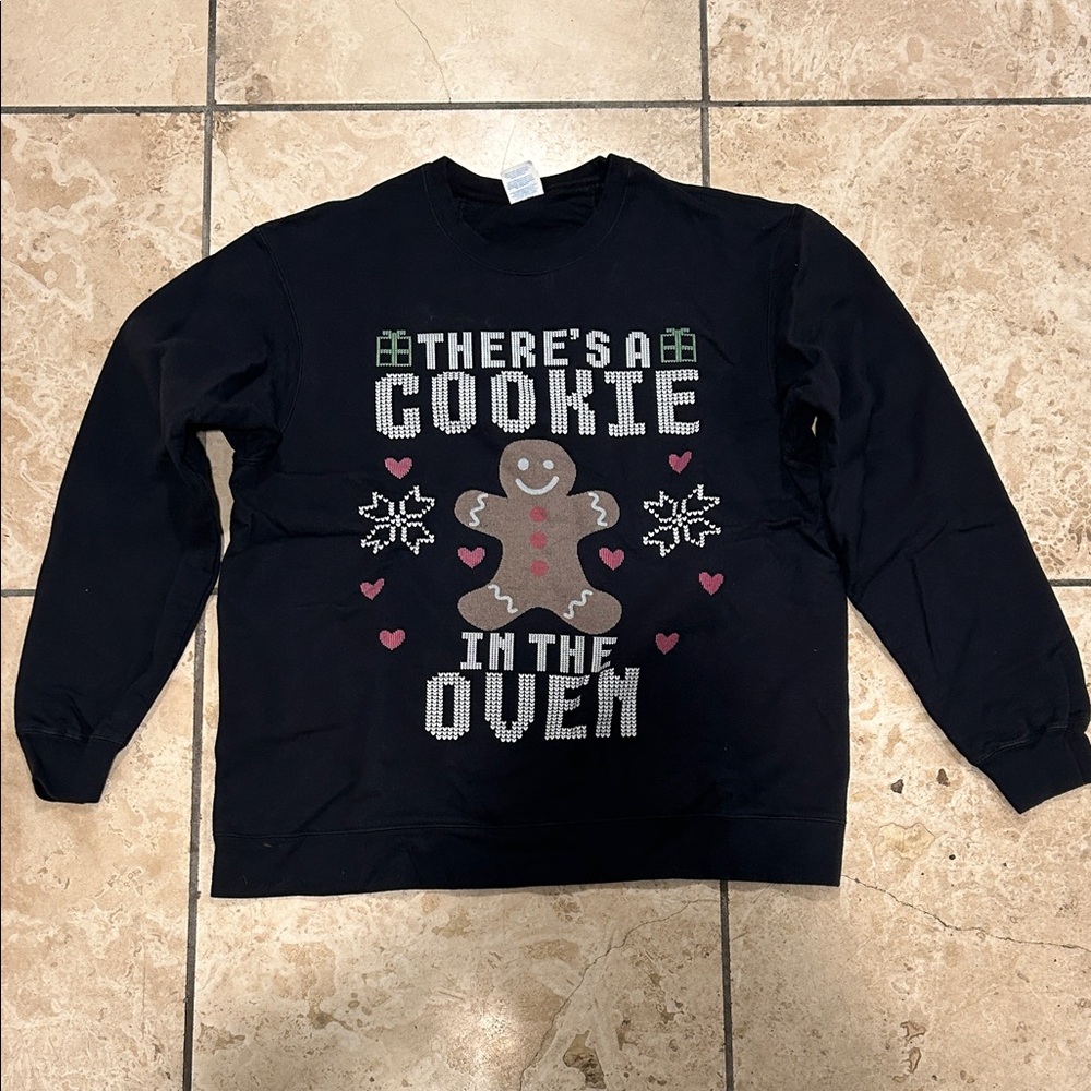 Port and Company Black Pregnancy Sweatshirt with Holiday Festive Design